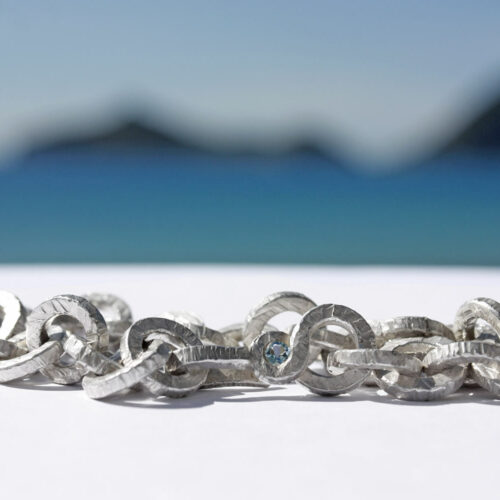 Silver bracelet Pandora with stone