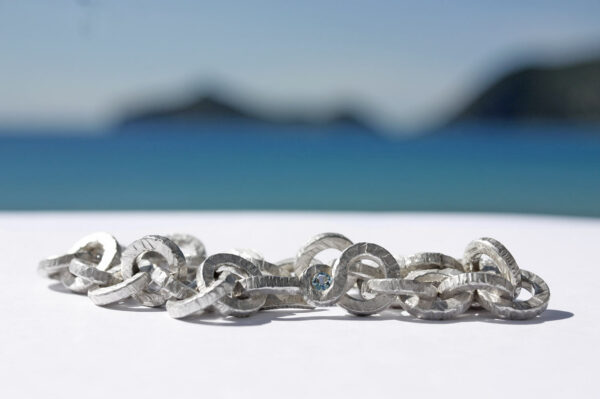 Silver bracelet Pandora with stone